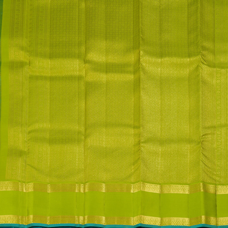 Hayagrivas Handloom Dark Green Kanjivaram Silk Saree with Fluorescent Green Border SSCBF70E6-3