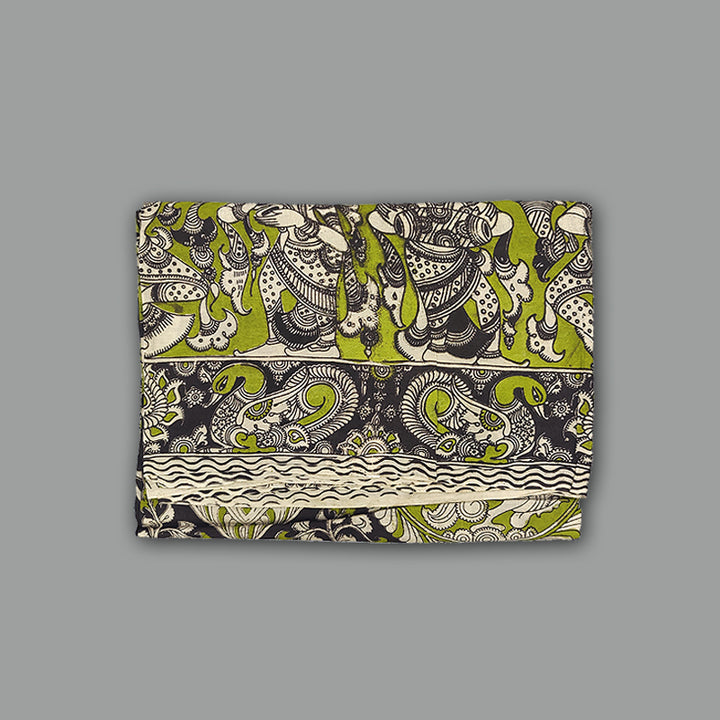 Hayagrivas Green &amp; Black Kalamkari Cotton Saree SSCBF73E2-1