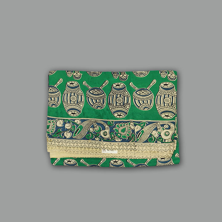 Hayagrivas Green Kalamkari Cotton Saree SSCBF73E2-10