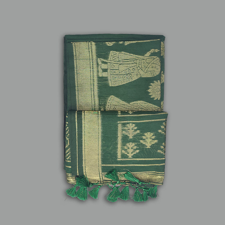 Hayagrivas Bottle Green Fancy Cotton Saree SSCBF84F1-1