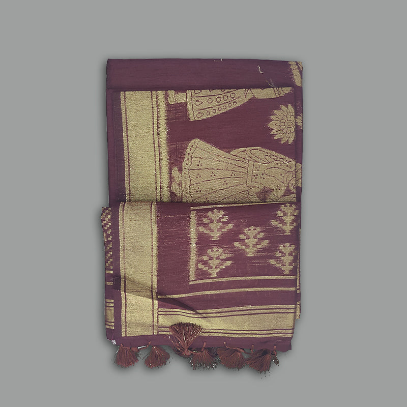 Hayagrivas Burgundy Fancy Cotton Saree SSCBF84F1-2