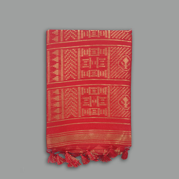 Hayagrivas Red Fancy Cotton Saree SSCBF84F1-4