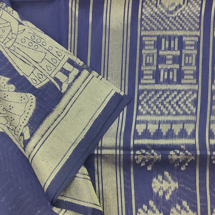 Hayagrivas Navy Blue Fancy Cotton Saree SSCBF84F1-8