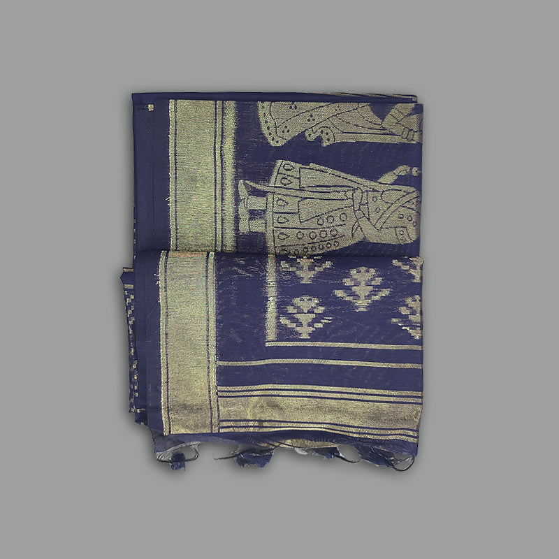 Hayagrivas Navy Blue Fancy Cotton Saree SSCBF84F1-8