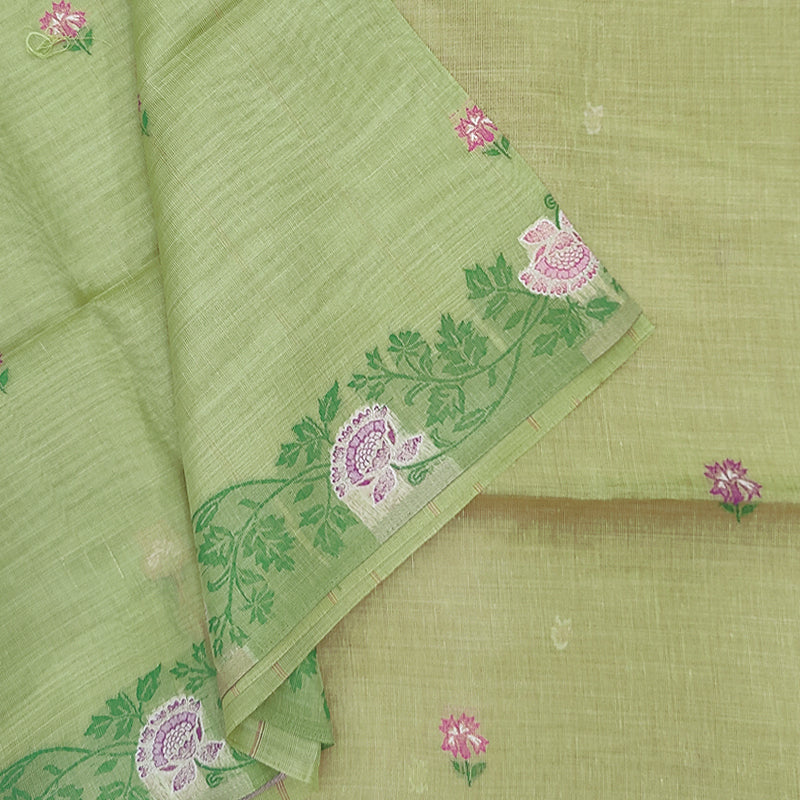 Hayagrivas Pista Green Fancy Cotton Saree SSCBF84F15-6