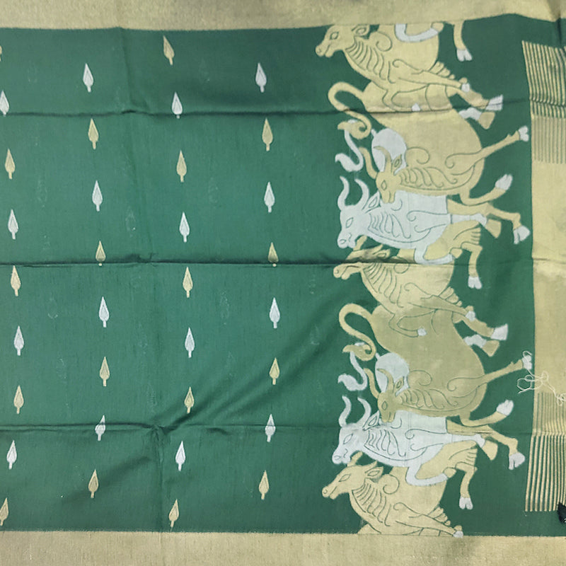 Hayagrivas Bottle Green Fancy Cotton Saree SSCBF84F3-1