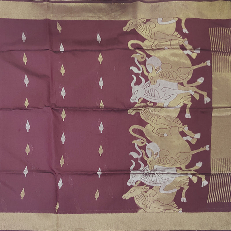Hayagrivas Burgundy Fancy Cotton Saree SSCBF84F3-2