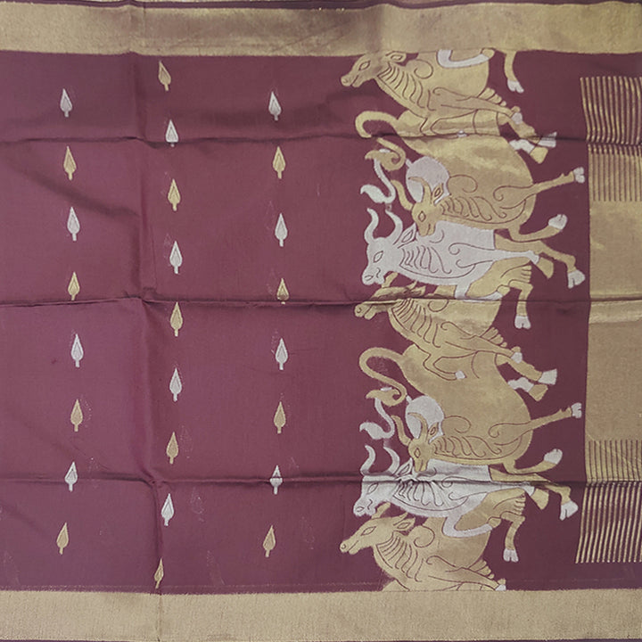 Hayagrivas Burgundy Fancy Cotton Saree SSCBF84F3-2