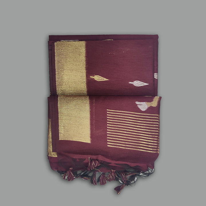 Hayagrivas Burgundy Fancy Cotton Saree SSCBF84F3-2