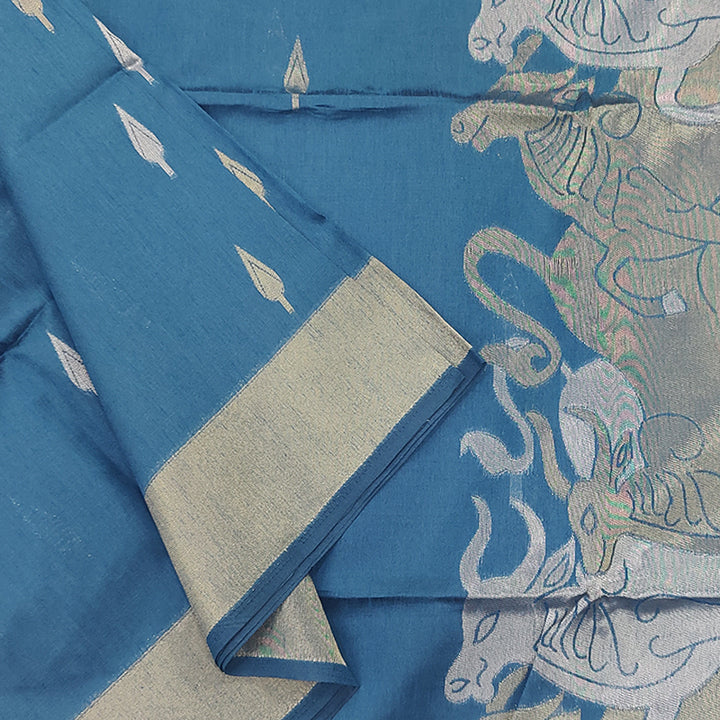 Hayagrivas Rama Blue Fancy Cotton Saree SSCBF84F3-4