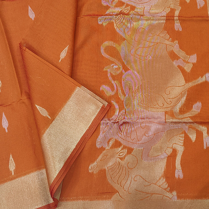 Hayagrivas Orange Fancy Cotton Saree SSCBF84F3-5