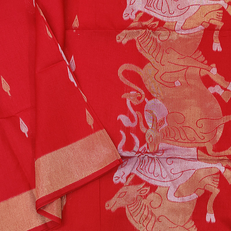 Hayagrivas Red Fancy Cotton Saree SSCBF84F3-6