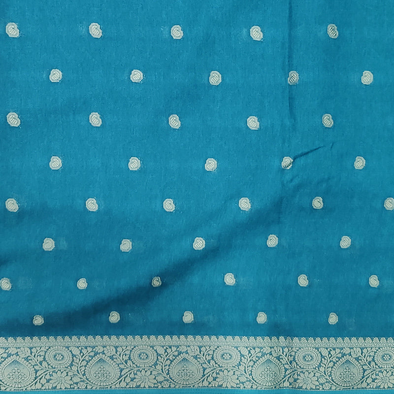 Hayagrivas Teal Blue Fancy Cotton Saree SSCBF92F11-10