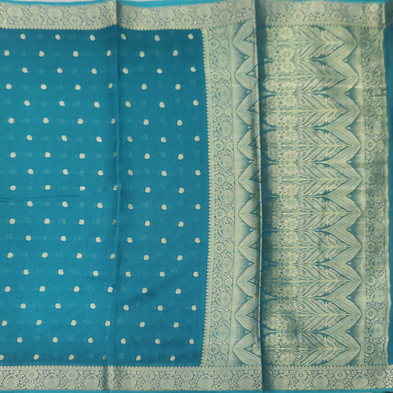 Hayagrivas Teal Blue Fancy Cotton Saree SSCBF92F11-10