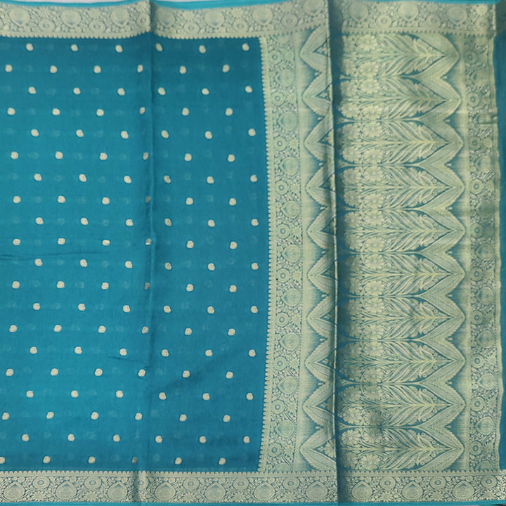 Hayagrivas Teal Blue Fancy Cotton Saree SSCBF92F11-10