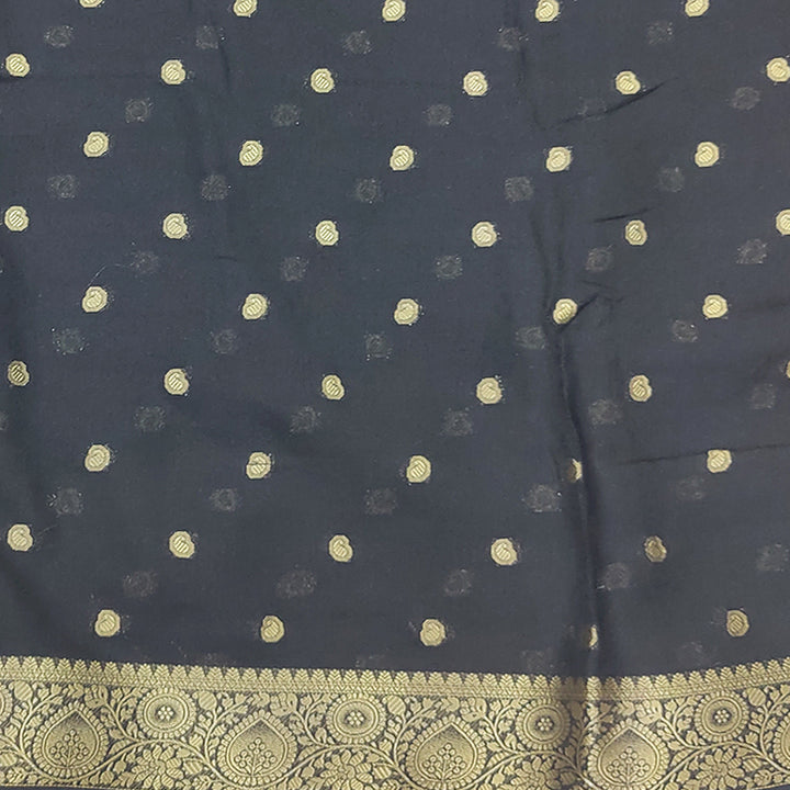 Hayagrivas Black Fancy Cotton Saree SSCBF92F11-5