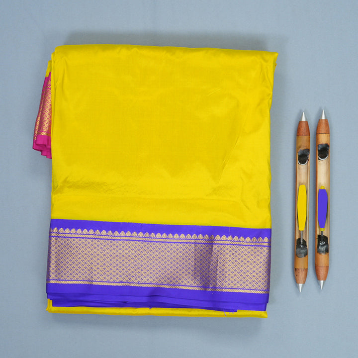 Hayagrivas Handloom Lemon Yellow Ten Yards Silk Saree SSKBF100F1-11
