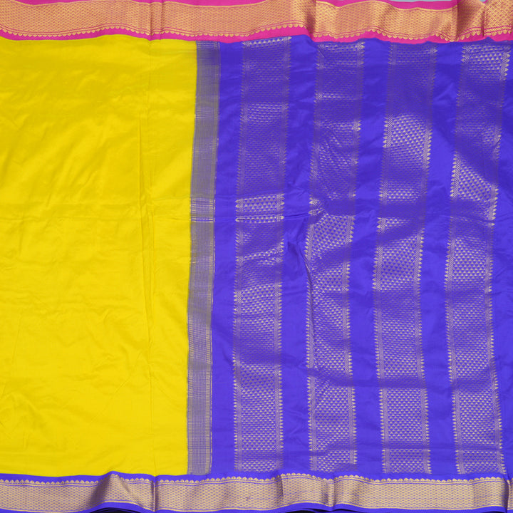 Hayagrivas Handloom Lemon Yellow Ten Yards Silk Saree SSKBF100F1-11