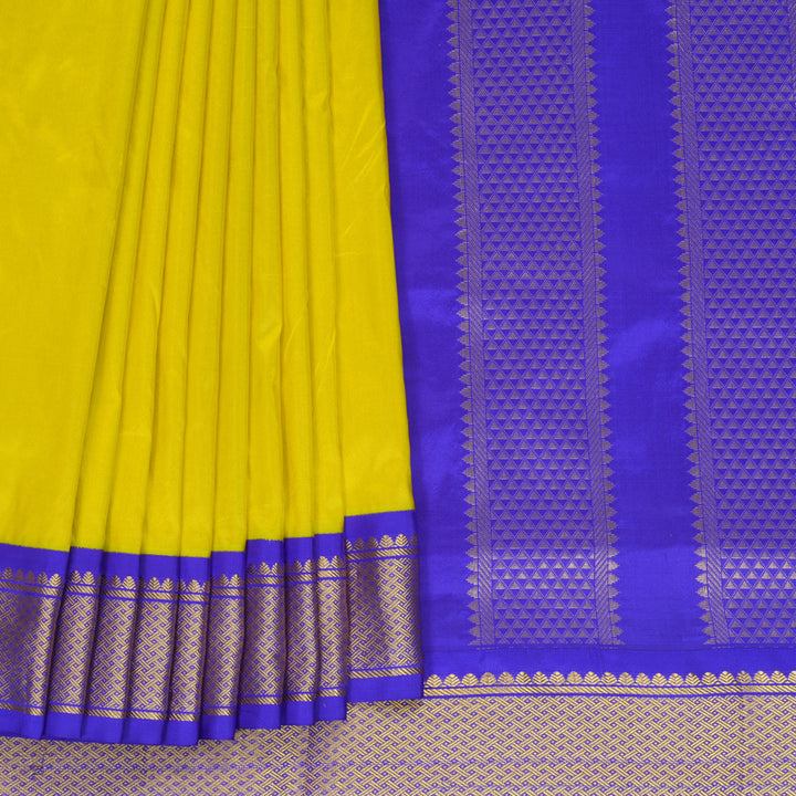 Hayagrivas Handloom Lemon Yellow Ten Yards Silk Saree SSKBF100F1-11
