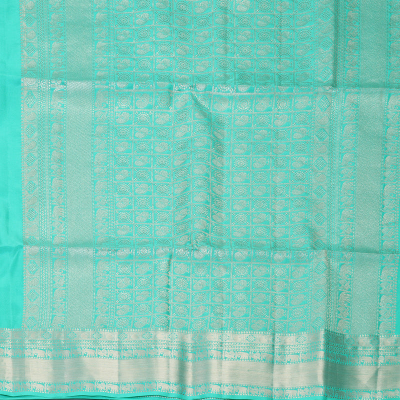 Hayagrivas Bright Teal Handloom Soft Silk Saree SSKBF149H10-5