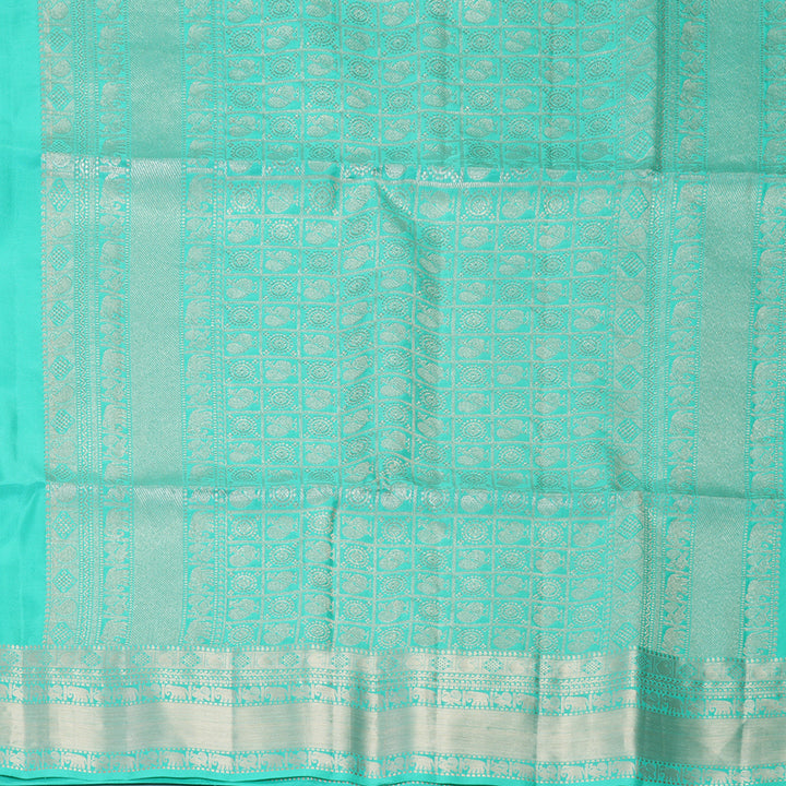 Hayagrivas Bright Teal Handloom Soft Silk Saree SSKBF149H10-5