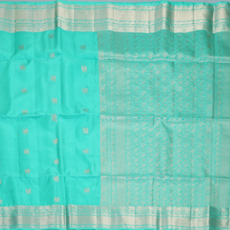 Hayagrivas Bright Teal Handloom Soft Silk Saree SSKBF149H10-5