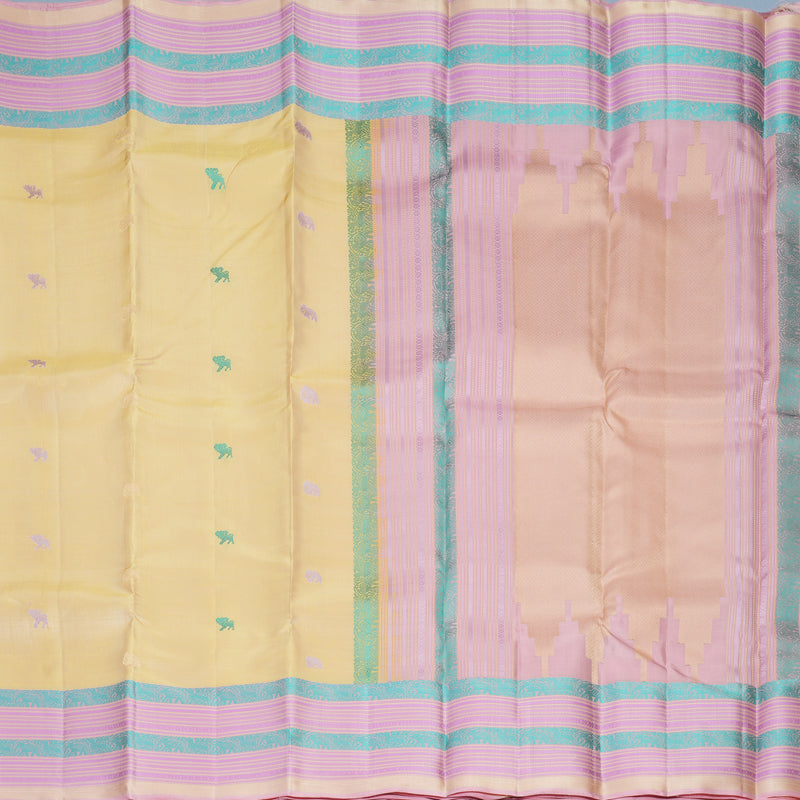 Hayagrivas Handloom Sandal Kanjivaram Silk Saree with Baby Pink Border SSKBF149H11-1