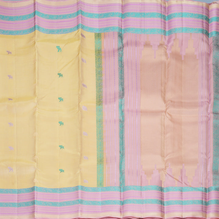 Hayagrivas Handloom Sandal Kanjivaram Silk Saree with Baby Pink Border SSKBF149H11-1