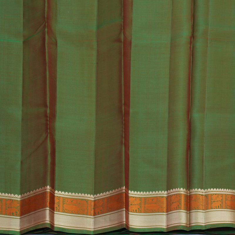 Hayagrivas Handloom Red Kanjivaram Silk Saree with Manthalir Green Border SSKBF149H11-2