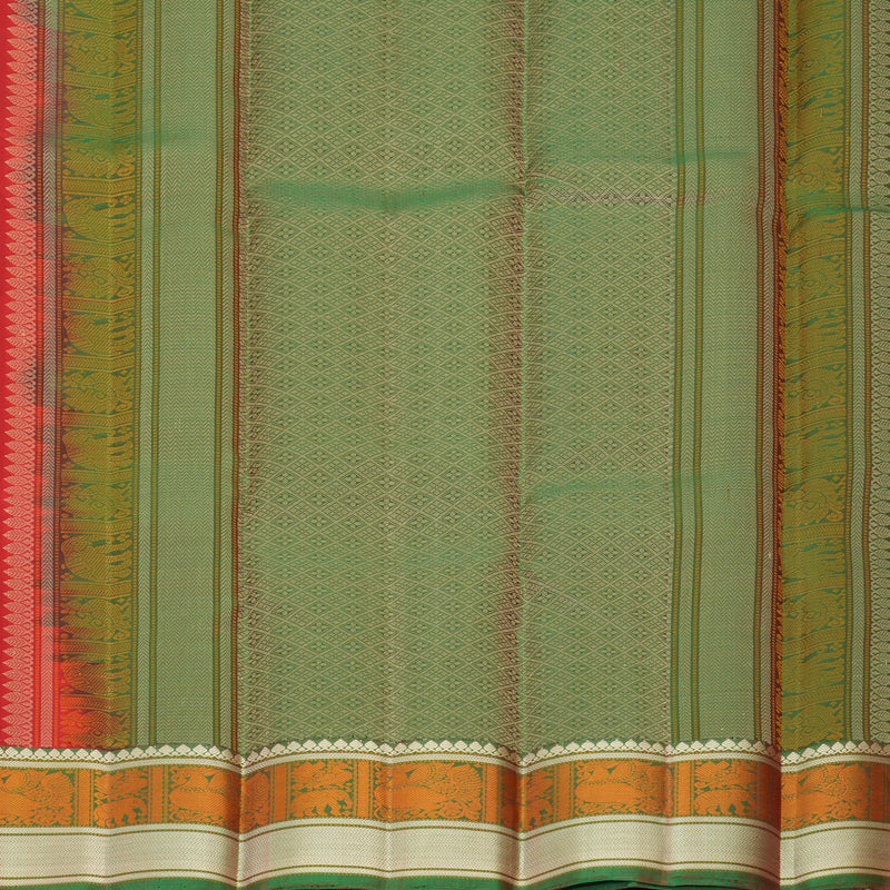Hayagrivas Handloom Red Kanjivaram Silk Saree with Manthalir Green Border SSKBF149H11-2