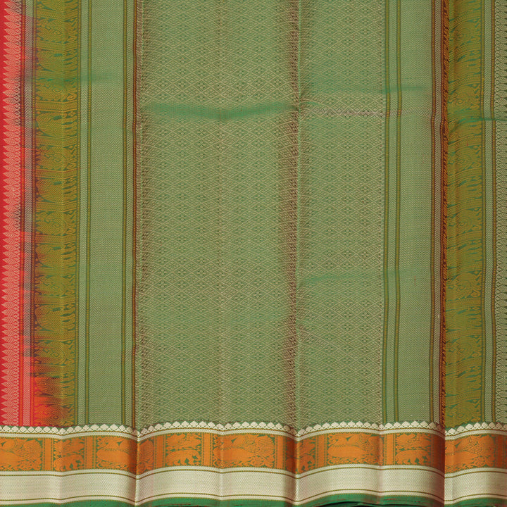 Hayagrivas Handloom Red Kanjivaram Silk Saree with Manthalir Green Border SSKBF149H11-2