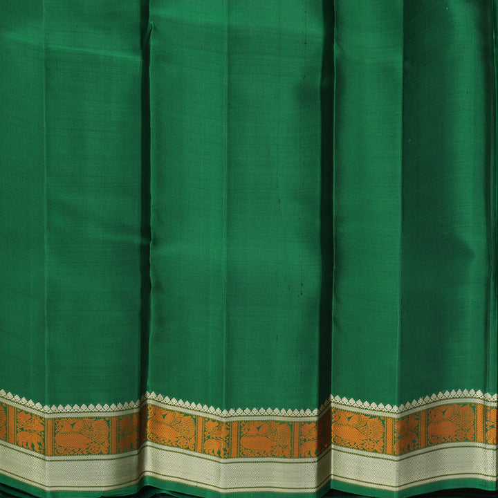 Hayagrivas Handloom Brinjal Purple Kanjivaram Silk Saree with Dark Green Border SSKBF149H11-3