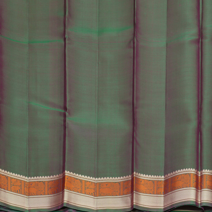 Hayagrivas Handloom Orangish-Pink Kanjivaram Silk Saree with Mayilkazhuthu Border SSKBF149H11-4