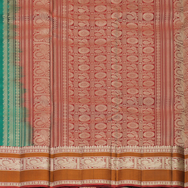Hayagrivas Handloom Emerald Green Kanjivaram Silk Saree with Maroon Border SSKBF149H11-5