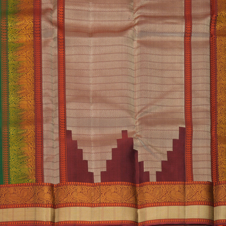 Hayagrivas Handloom Bottle Green Kanjivaram Silk Saree with Maroon Border SSKBF149H11-7