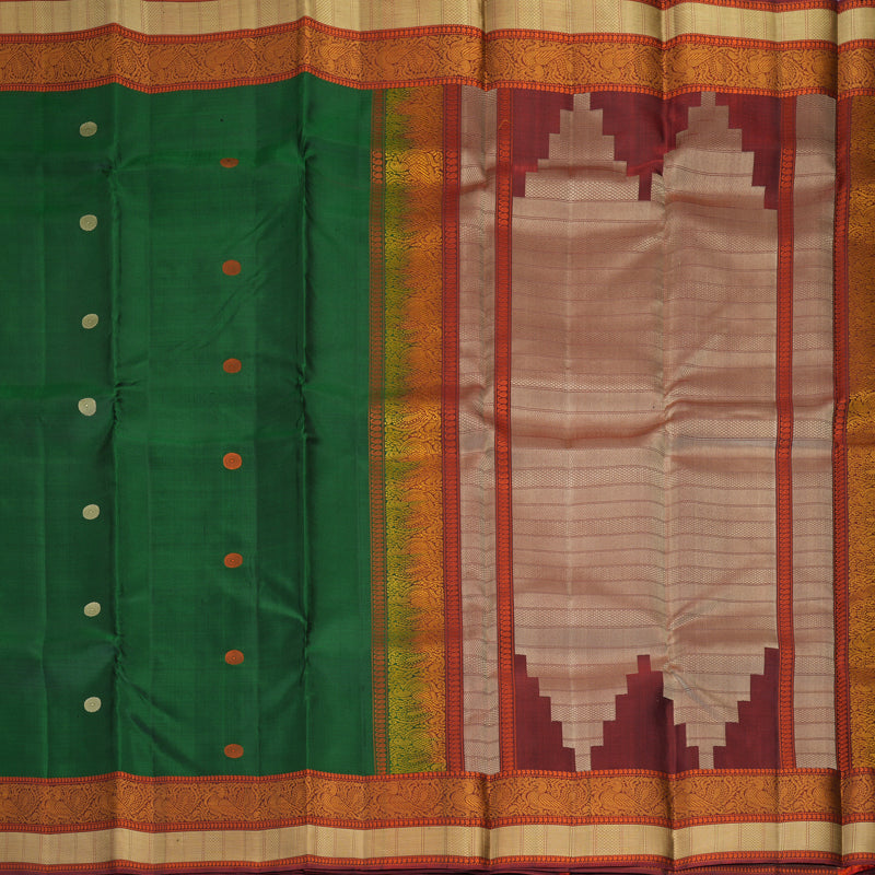 Hayagrivas Handloom Bottle Green Kanjivaram Silk Saree with Maroon Border SSKBF149H11-7