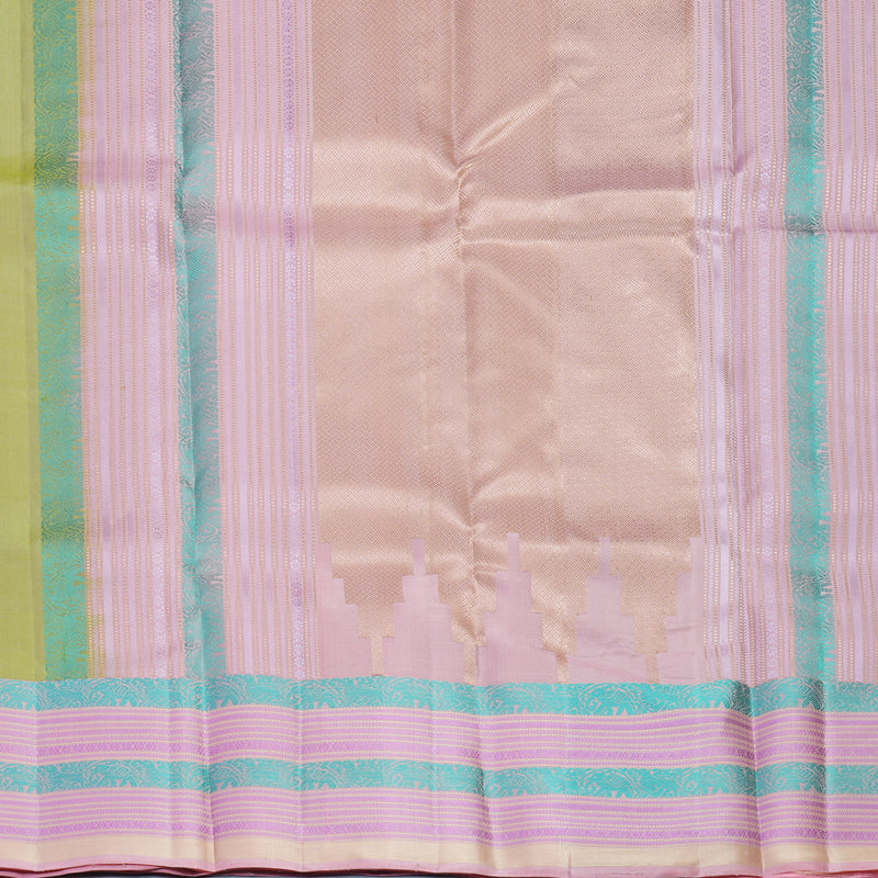 Hayagrivas Handloom Pista Green Kanjivaram Silk Saree with Baby Pink Border SSKBF149H11-8