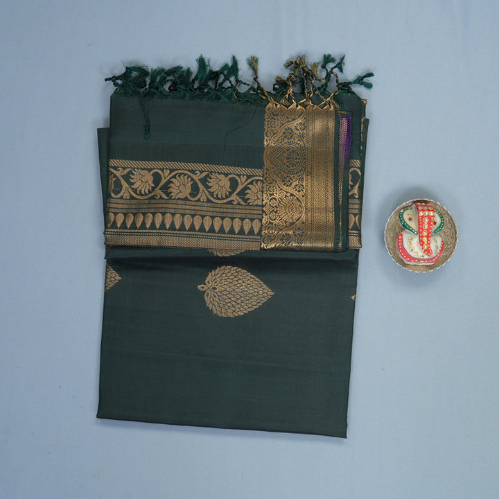 Hayagrivas Bottle Green Handloom Soft Silk Saree SSKBF149H12-1