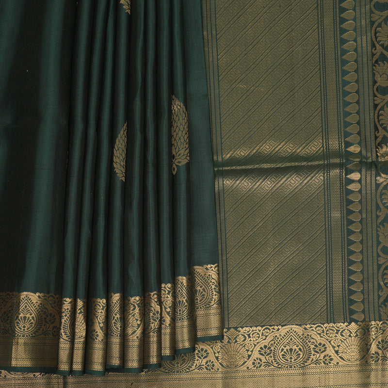 Hayagrivas Bottle Green Handloom Soft Silk Saree SSKBF149H12-1