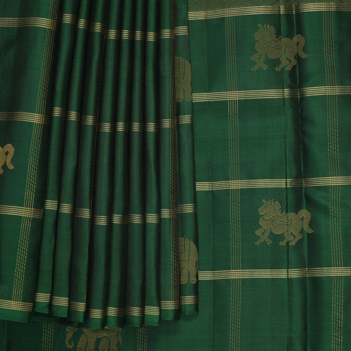 Hayagrivas Handloom Powder Blue Kanjivaram Silk Saree with Bottle Green Border SSKBF149H14-3