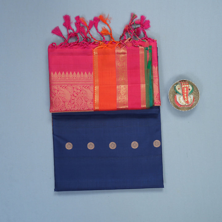 Hayagrivas Navy Blue Handloom Soft Silk Saree SSKBF149H16-2
