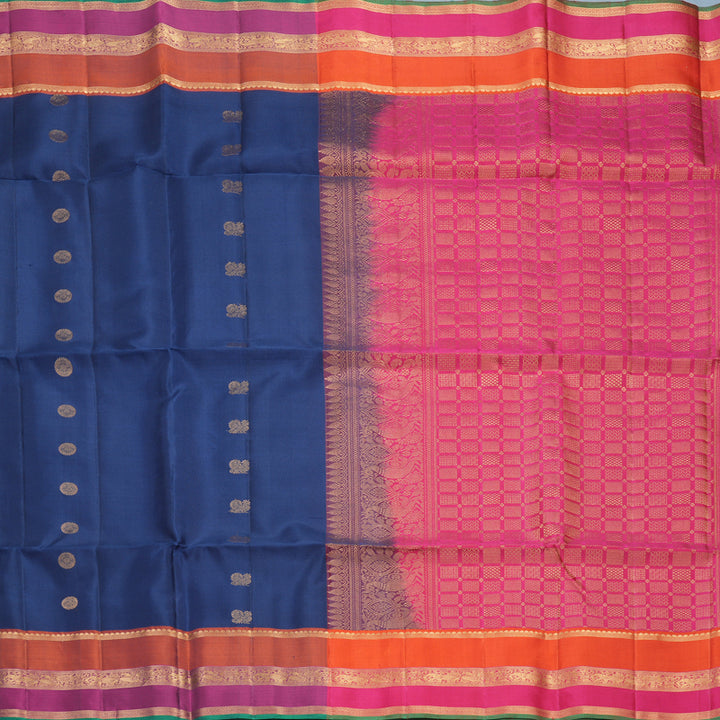 Hayagrivas Navy Blue Handloom Soft Silk Saree SSKBF149H16-2