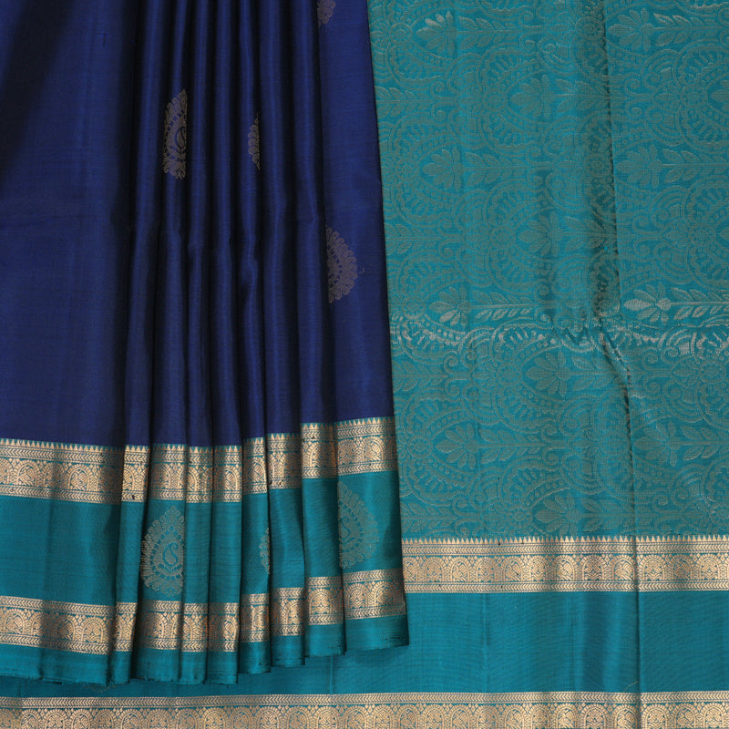 Hayagrivas Royal Blue Handloom Soft Silk Saree SSKBF149H2-3