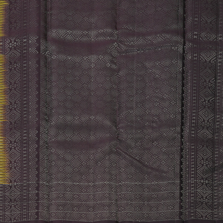 Hayagrivas Mustard &amp; Plum Purple Handloom Soft Silk Saree SSKBF149H5-1