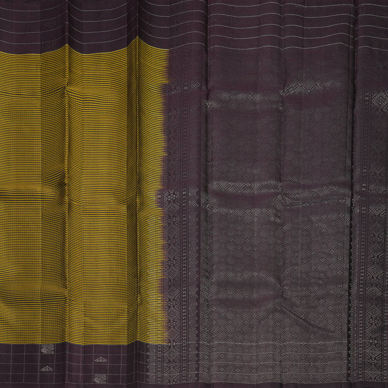 Hayagrivas Mustard &amp; Plum Purple Handloom Soft Silk Saree SSKBF149H5-1