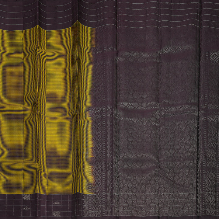 Hayagrivas Mustard &amp; Plum Purple Handloom Soft Silk Saree SSKBF149H5-1