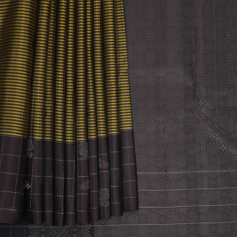 Hayagrivas Mustard &amp; Plum Purple Handloom Soft Silk Saree SSKBF149H5-1