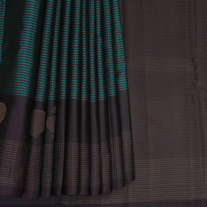 Hayagrivas Ramar Green &amp; Plum Purple Checks Handloom Soft Silk Saree SSKBF149H5-3