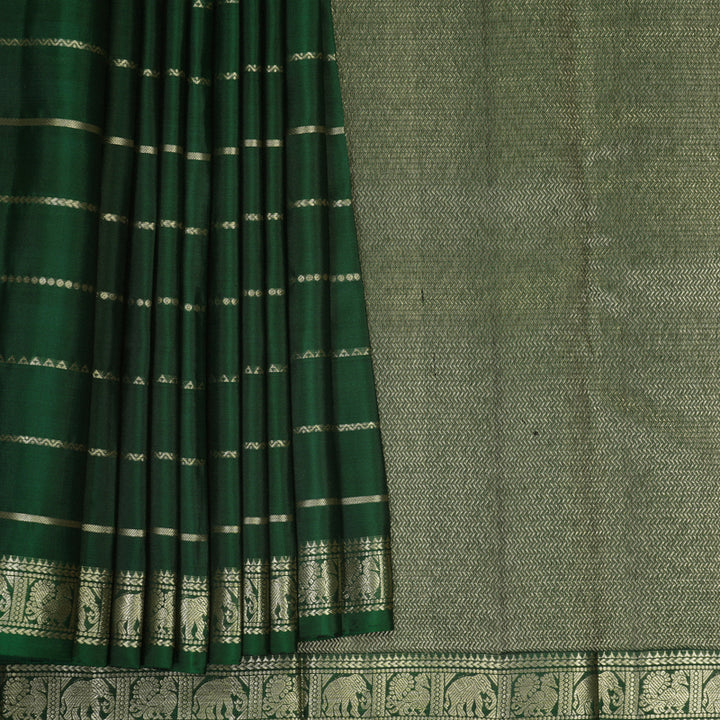 Hayagrivas Handloom Bottle Green Kanjivaram Silk Saree SSKBF149H9-2