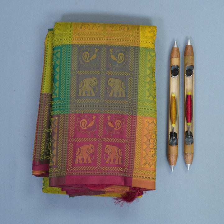 Hayagrivas Handloom Multicolour Checks Kanjivaram Silk Saree SSKBF154H1-1